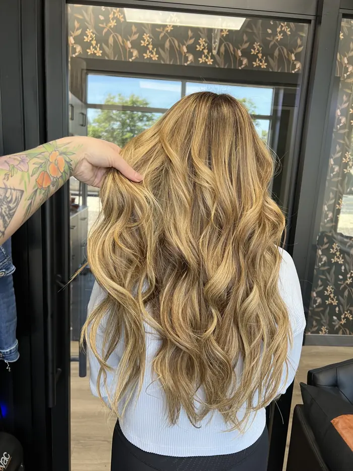 Long golden blonde waves